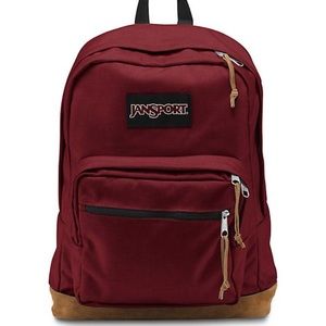 MAROON JANSPORT BACKPACK W LEATHER BOTTOM